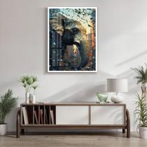 Quadro Decorativo Elefante Abstrato 007 Moldura em Madeira com Vidro 40x60cm