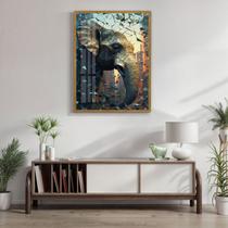 Quadro Decorativo Elefante Abstrato 007 Moldura em Madeira com Vidro 40x60cm