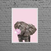 Quadro Decorativo Elefante Bubble Gum 33x24cm - com vidro