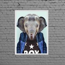 Quadro Decorativo Elefante Fashion 24x18cm - com vidro