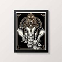 Quadro Decorativo Elefante Ganesha 33x24cm - com vidro