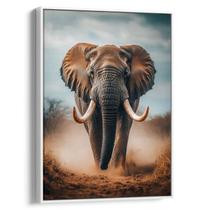 Quadro decorativo Elefante Majestoso Empoeirado Sob o Céu Tempestuoso - Art Canvas