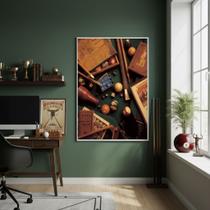 Quadro Decorativo Elementos De Sinuca-70x50cm Mold Branca