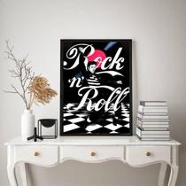 Quadro Decorativo Elvis Rock'n Roll 45x34cm Moldura Preta
