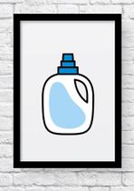 Quadro Decorativo em Madeira e Vidro Minimalista Branco e Azul Amaciante Lavanderia - Dama Quadros Quadro Decorativo em Madeira e Vidro Minimalista Branco e Azul Amaciante Lavanderia - Dama Quadros