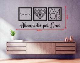 Quadro Decorativo em MDF Frase Dourada Abençoado por Deus” Decoração com Palavra de Fé - Parede