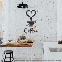 Quadro Decorativo em MDF Preto Laminado 3mm - Coffee xícara com coração - Maitri Decor