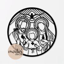 Quadro Decorativo em MDF Preto Laminado 3mm Sagrada Família Mandala - Maitri Decor