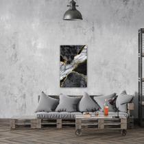 Quadro Decorativo em Tela Abstrato Mármore Escuro Luxo 100x60cm para Sala Recepção Escritório Quarto