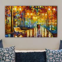 Quadro Decorativo em Tela Casal na Praça 100x60cm para Sala Recepção Escritório Quarto