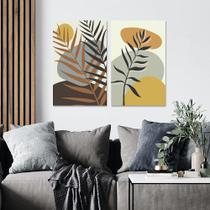 Quadro Decorativo em Tela Dupla 100x60cm Minimalista Botânico com Ramos de Folhas para Sala Recepção Escritório Quarto