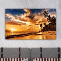 Quadro Decorativo em Tela Paisagem Praia com Coqueiro 100x60cm para Sala Recepção Escritório Quarto Quadro Decorativo em Tela Paisagem Praia com Coqueiro 100x60cm para Sala Recepção Escritório Quarto