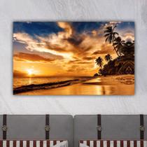 Quadro Decorativo em Tela Paisagem Praia com Coqueiro 60x40cm para Sala Recepção Escritório Quarto