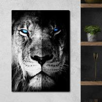 Quadro Decorativo em Tela Rosto do Leão Preto e Branco 100x60cm para Sala Recepção Escritório Quarto Quadro Decorativo em Tela Rosto do Leão Preto e Branco 100x60cm para Sala Recepção Escritório Quarto