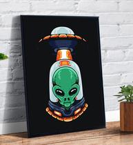 Quadro Decorativo Emoldurado Alienigena Alien Abduzindo Ovni Art - Tribos