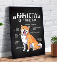 Quadro Decorativo Emoldurado Anatomia Shiba Inu Cachorro Desenho