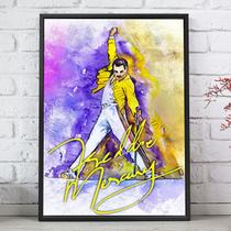 Quadro Decorativo Emoldurado Arte Com Assinatura Freddie Mercury Para sala quarto