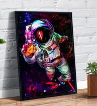Quadro Decorativo Emoldurado Artistico Astronauta Espaço Galaxia