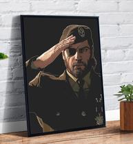 Quadro Decorativo Emoldurado Gamer Big Boss Saudação Metal Gear - Tribos