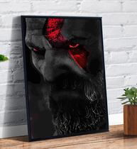 Quadro Decorativo Emoldurado Gamer Rosto Kratos God Of War Arte
