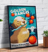 Quadro Decorativo Emoldurado Golden Oranges Retro Cachorro Arte