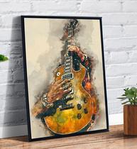 Quadro Decorativo Emoldurado Guitarra Desenho Arte Rock N Roll