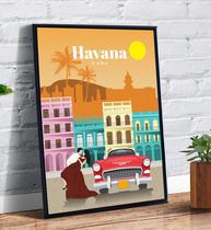 Quadro Decorativo Emoldurado Havana Cuba Cidades Famosas Arte - Tribos