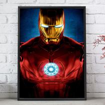 Quadro Decorativo Emoldurado Homem De Ferro Heroi Marvel Para sala quarto