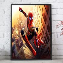 Quadro Decorativo Emoldurado HomemAranha Predio Alto Marvel Para sala quarto