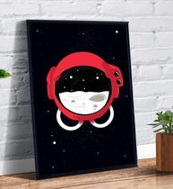 Quadro Decorativo Emoldurado Infantil Capacete De Astronauta Art