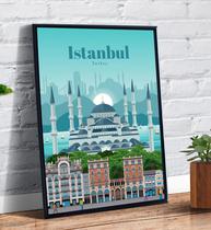 Quadro Decorativo Emoldurado Istambul Turquia Cidade Desenho Art