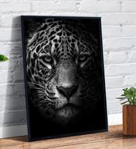 Quadro Decorativo Emoldurado Leopardo Animais Fundo Preto Tumblr