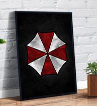 Quadro Decorativo Emoldurado Logo Simbolo Umbrella Resident Evil