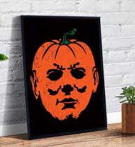 Quadro Decorativo Emoldurado Michael Myers Halloween Abobora