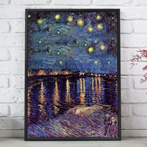 Quadro Decorativo Emoldurado Noite Estrelada Van Gogh Para sala quarto