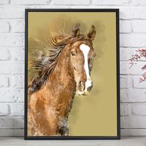 Quadro Decorativo Emoldurado Pintura Cavalo Animais Para sala quarto