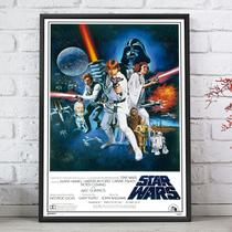 Quadro Decorativo Emoldurado Poster Retro Star Wars Para sala quarto