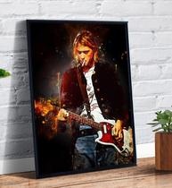 Quadro Decorativo Emoldurado Rock Curt Kobain Vocalista Nirvana - Tribos
