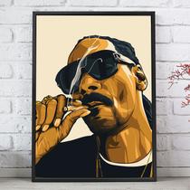 Quadro Decorativo Emoldurado Snoop Dog Rapper Fumando Para sala quarto