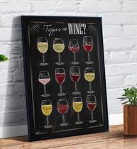 Quadro Decorativo Emoldurado Tipos De Vinho Bebidas Desenho