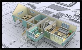 Quadro Decorativo Engenharia Civil Arquitetura Planta Casa Escritórios Salas Com Moldura RC019