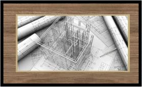 Quadro Decorativo Engenharia Civil Arquitetura Planta Papel Escritórios Salas Com Moldura RC005