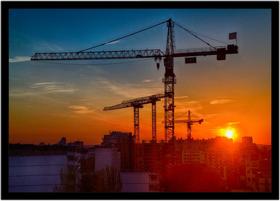 Quadro Decorativo Engenharia Civil Projetos Grua Construção Salas Escritórios Com Moldura RC047