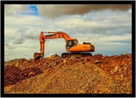 Quadro Decorativo Engenharia Minas Mineração Trator Escavadeira Salas Escritórios Com Moldura RC037