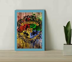 Quadro Decorativo Escola Hogwarts Madeiro + Vidro 33x25 Sala