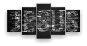 Quadro Decorativo Escrita Jesus Preto Branco 5pc Quadro Decorativo Escrita Jesus Preto Branco 5pc