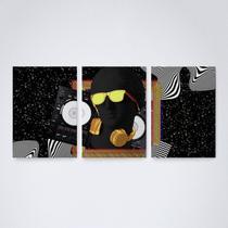 Quadro Decorativo escultura descolada grega com oculos tons preto 30x20cm Quadro Decorativo escultura descolada grega com oculos tons preto 30x20cm