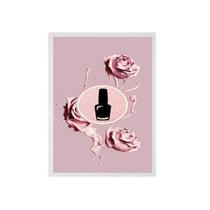 Quadro Decorativo Esmalte Com Flores 24X18 Com Vidro - Preta