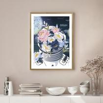 Quadro Decorativo Espaço Buquê de Flores Moldura Mel