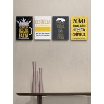 Quadro Decorativo Espaço Gourmet Cerveja Kit 4 Quadros